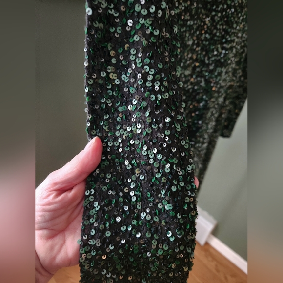 Sz 4 Varun Bahl Green Seqin Dress w/Appliqué NWT Anthropologie - Picture 14 of 16